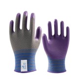 登升#289 手套勞保耐磨透氣防滑柔軟薄款工作干活男女防護(hù)浸膠膠皮橡膠菠蘿紋紫色