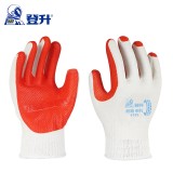 登升 #105勞保手套 浸膠手套 膠片手套 涂膠掌涂層手套棉線防滑耐磨工地工作防護(hù)手套