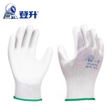 登升 pu618 勞保手套白色 13針白滌綸掌浸白PU涂層手套工地彈力帶膠