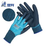 登升 #589 握得牢系列 園藝浸膠勞保耐磨工作防滑磨砂防水防油種花種植防護(hù)勞保手套