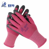 登升 #389 尼龍皺紋勞保手套 滌綸乳膠涂層耐磨防滑建筑搬運(yùn)加厚手套